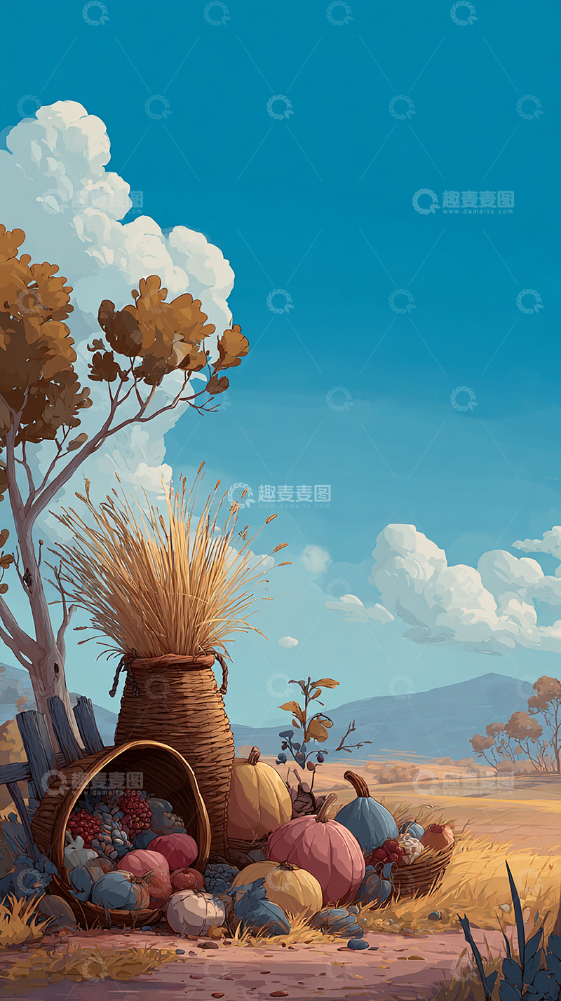 高清大图下载【趣麦麦图】秋日丰收果园景象
