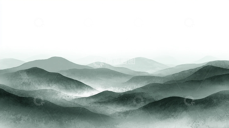 高清大图下载【趣麦麦图】云海中隐现的山脉轮廓