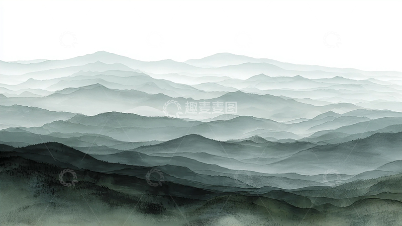 高清大图下载【趣麦麦图】雾气缭绕的山脉奇观