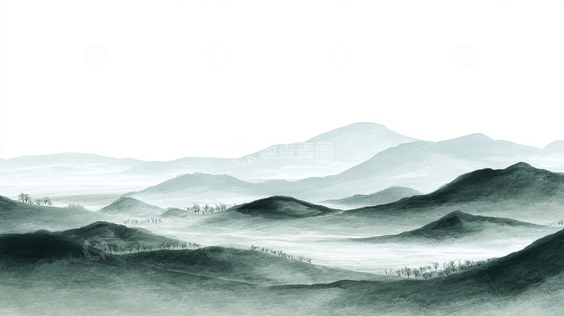 高清大图下载【趣麦麦图】云海缭绕的山丘画卷