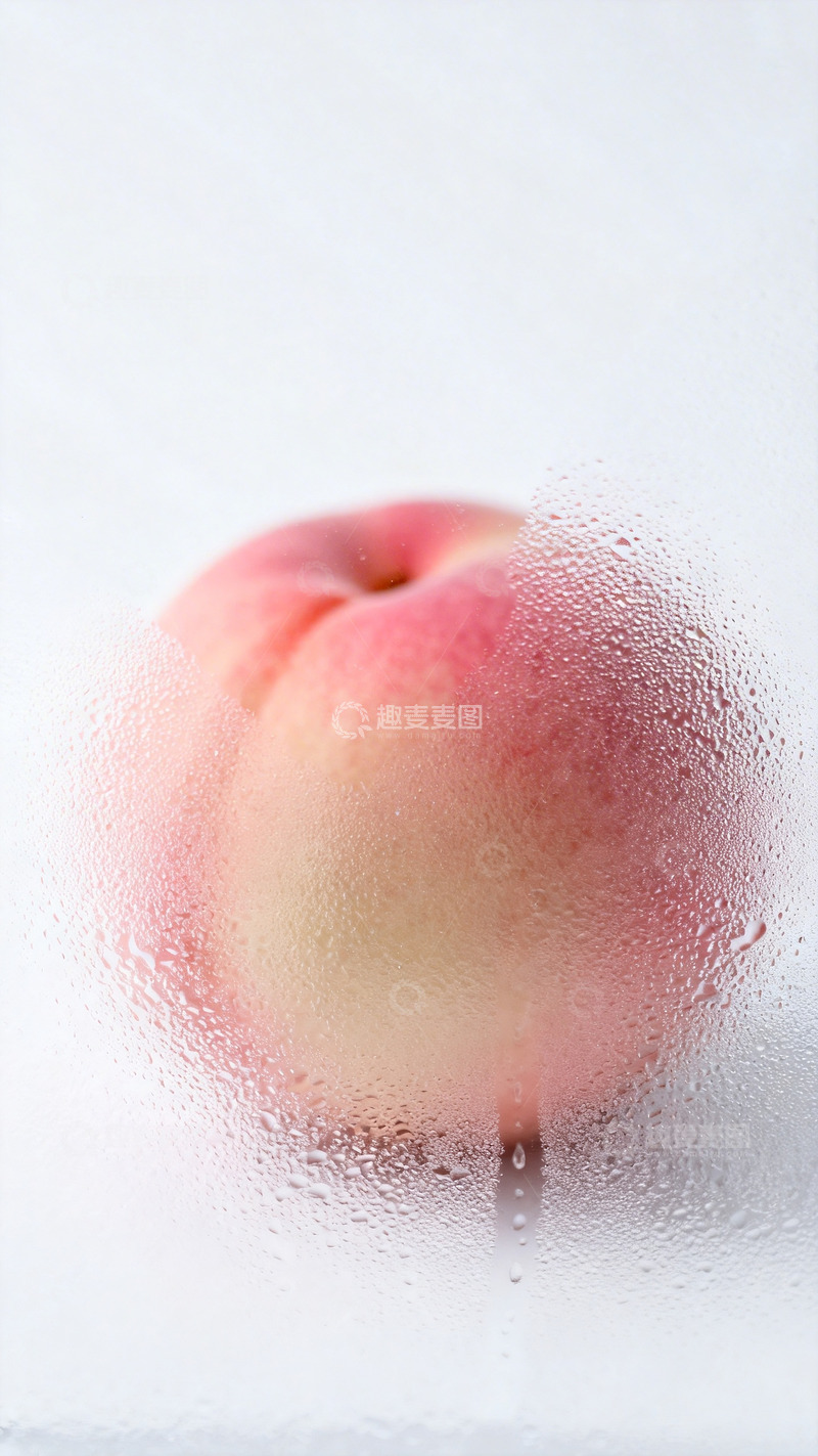 高清大图下载【趣麦麦图】水雾玻璃下的新鲜桃子5