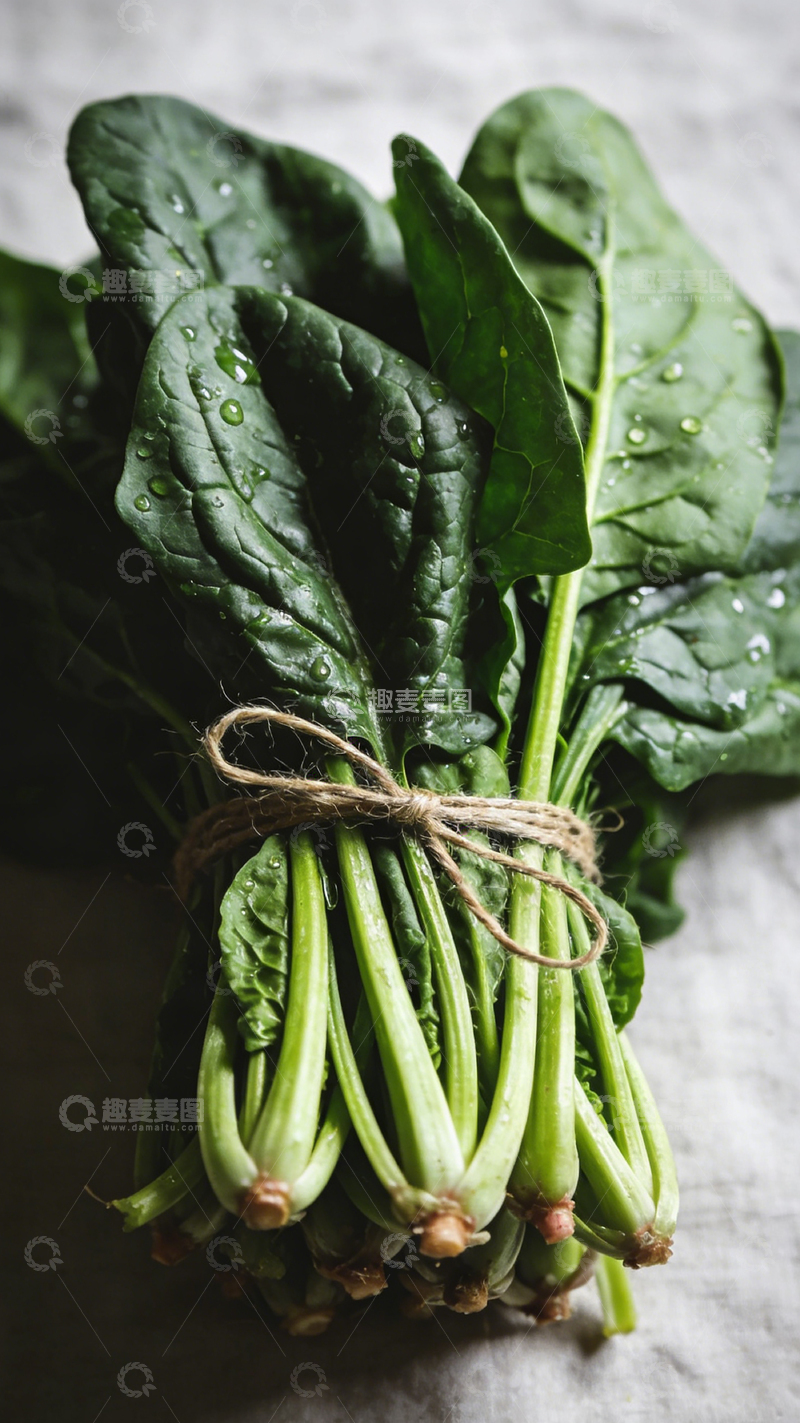 高清大图下载【趣麦麦图】-新鲜菠菜束摄影