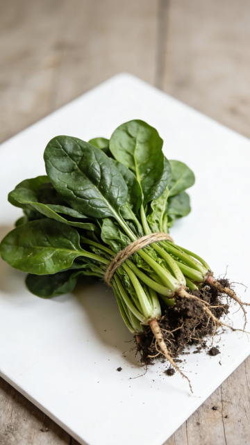 新鲜菠菜绑绳摆放