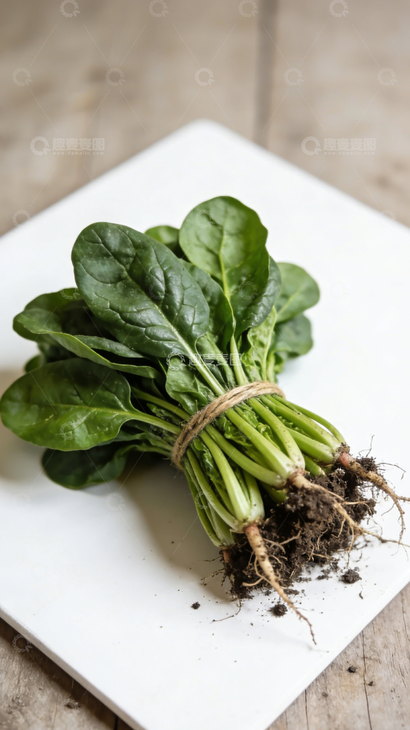 高清大图下载【趣麦麦图】新鲜菠菜绑绳摆放