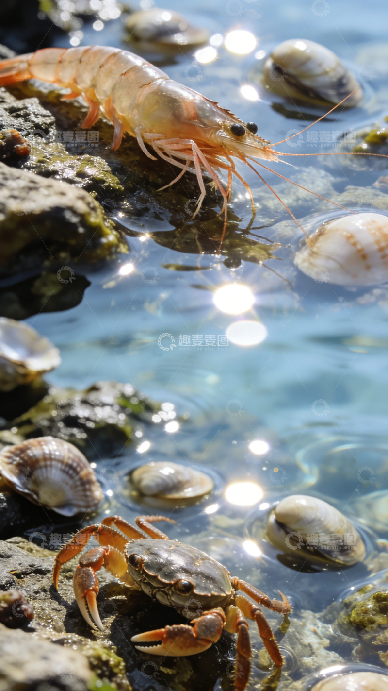 高清大图下载【趣麦麦图】海边贝壳与海鲜特写