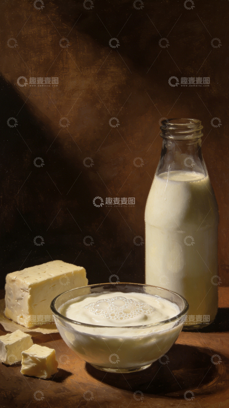 高清大图下载【趣麦麦图】静物绘画乳制品