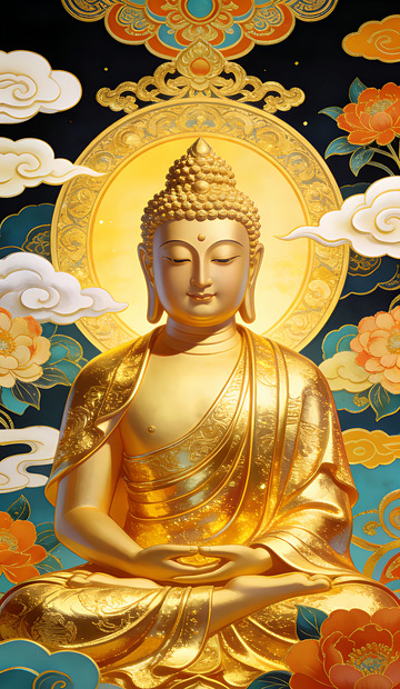 金佛艺术插画装饰画