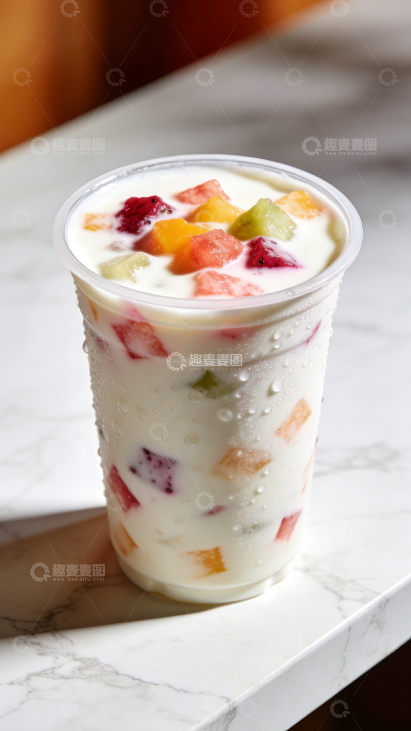 高清大图下载【趣麦麦图】水果酸奶饮品特写摄影