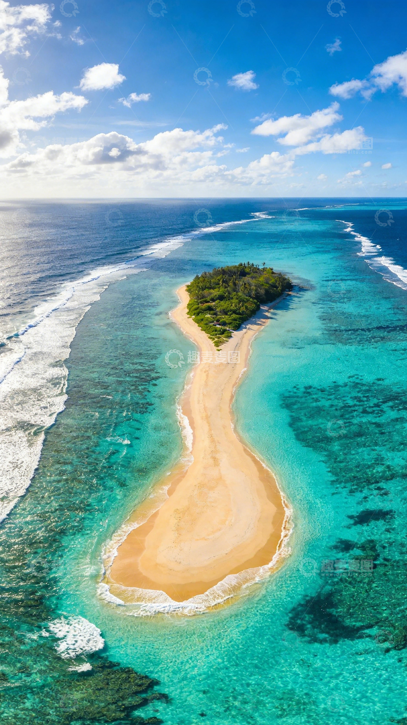 高清大图下载【趣麦麦图】热带岛屿沙洲航拍美景