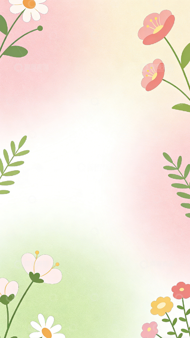 高清大图下载【趣麦麦图】花朵渐变背景插画