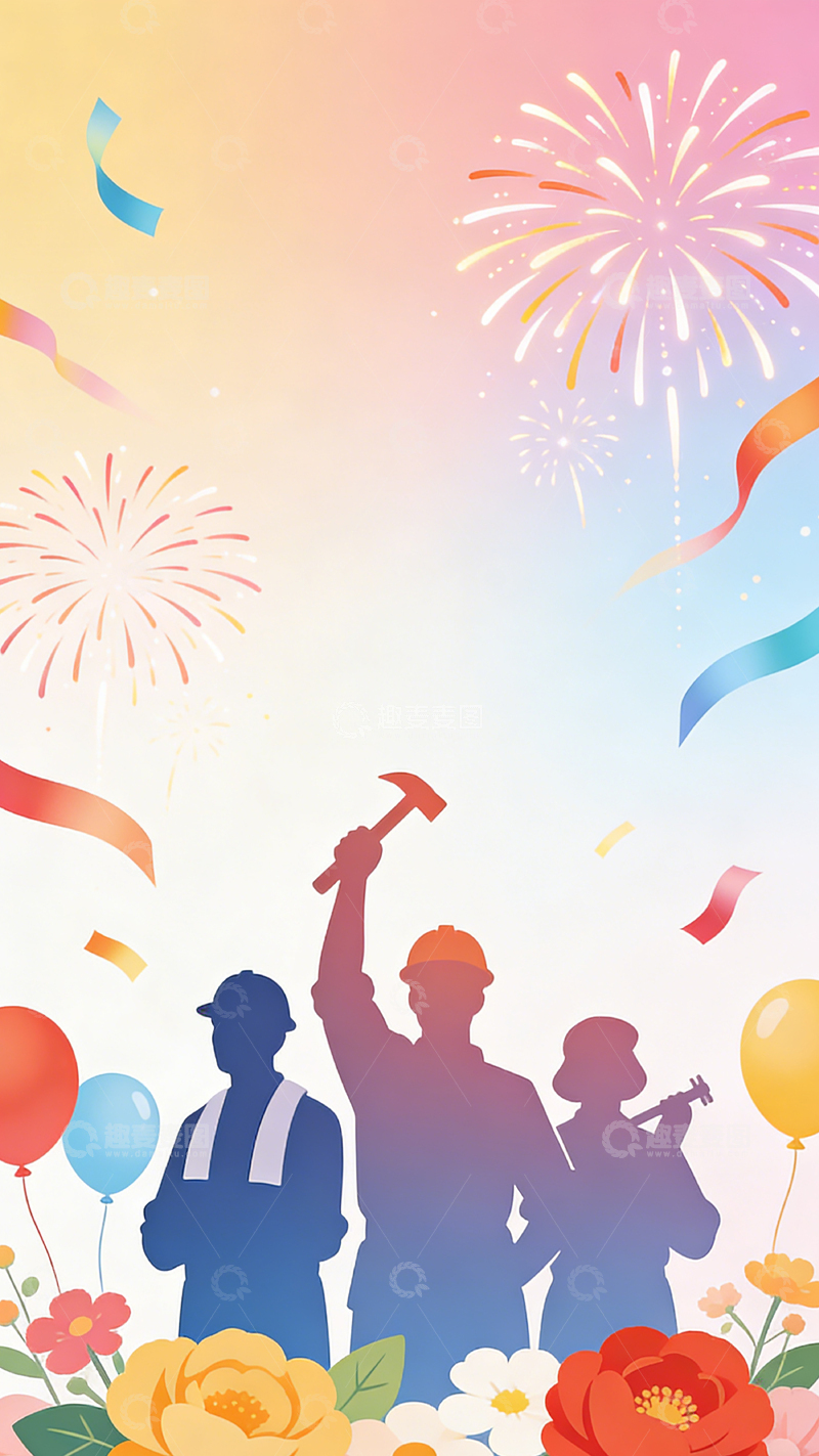高清大图下载【趣麦麦图】庆典欢乐剪影插画