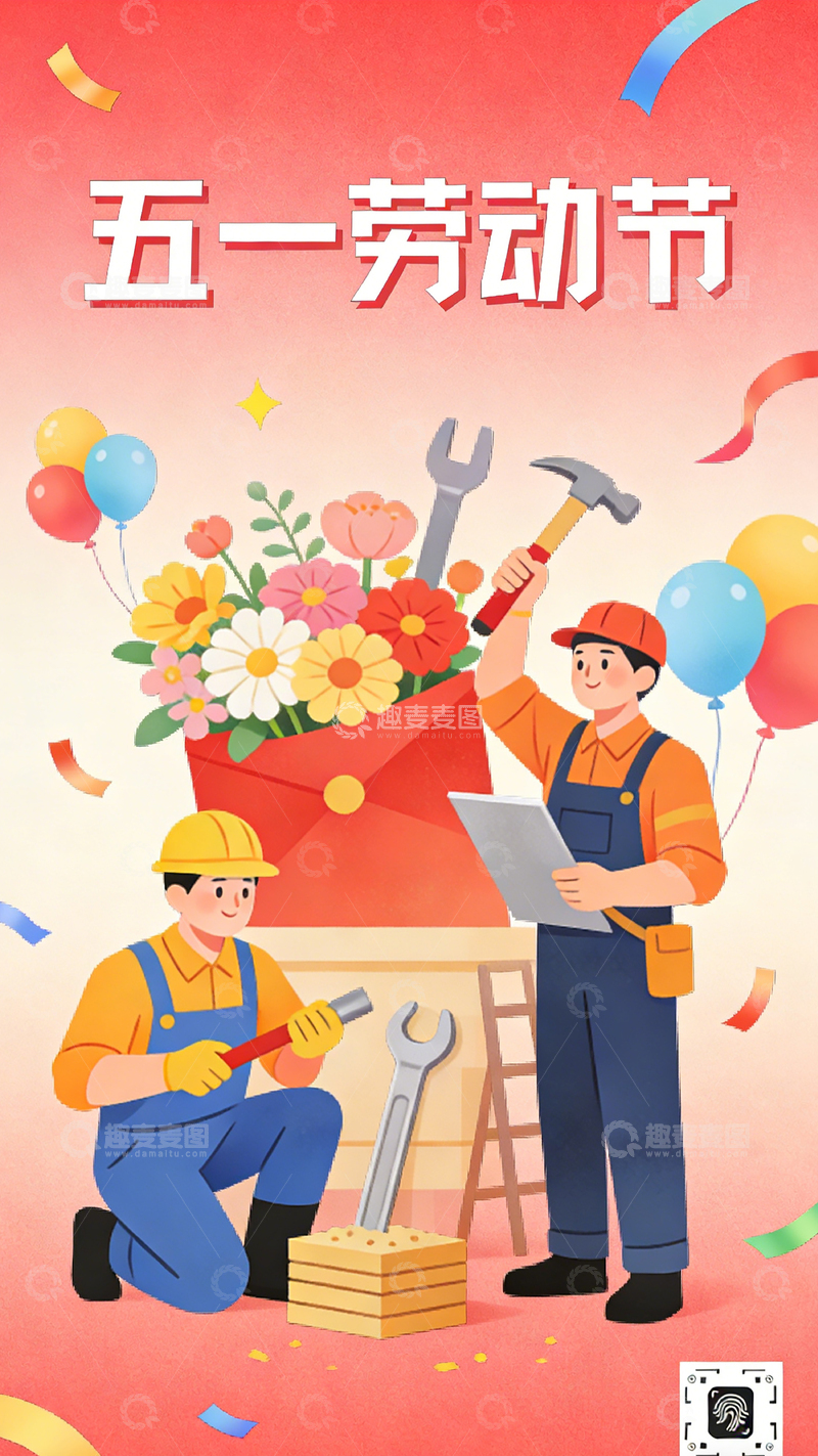 高清大图下载【趣麦麦图】五一劳动节工人庆祝海报设计素材