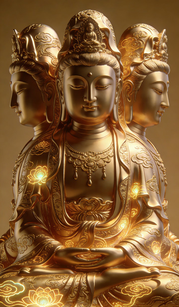 金色佛像雕塑艺术欣赏装饰画