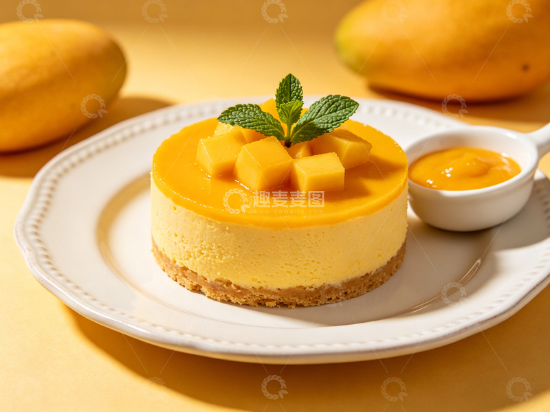 高清大图下载【趣麦麦图】芒果慕斯蛋糕美食摄影