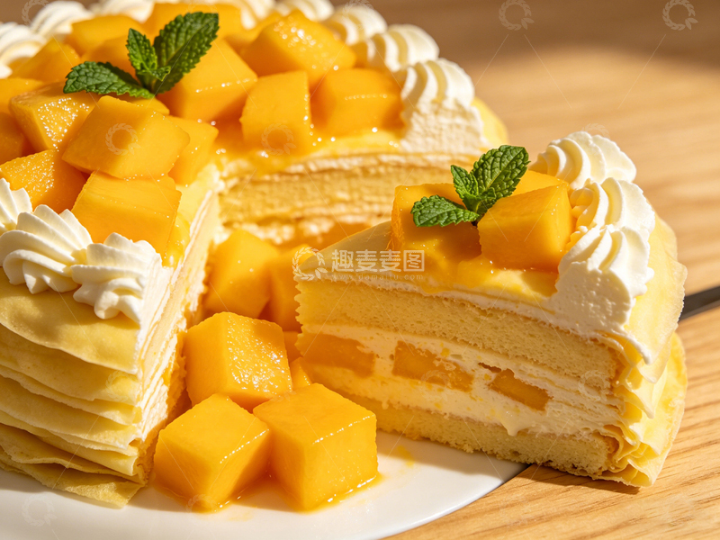 高清大图下载【趣麦麦图】奶油芒果蛋糕美食摄影