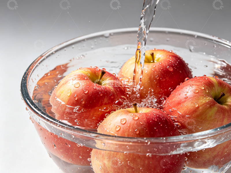 高清大图下载【趣麦麦图】清新透明苹果洗水摄影图