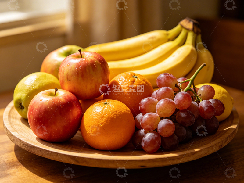 高清大图下载【趣麦麦图】木制果盘新鲜水果摄影图片