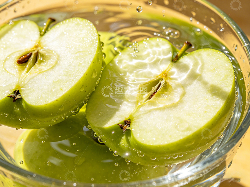 高清大图下载【趣麦麦图】清新绿苹果水溅效果摄影