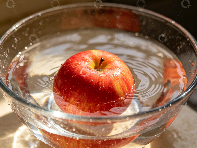 高清大图下载【趣麦麦图】玻璃碗中苹果水波摄影