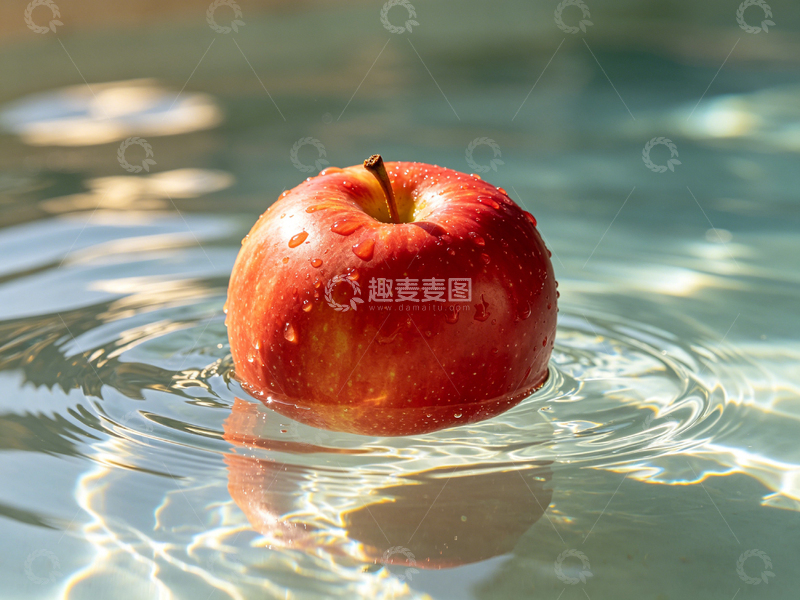 高清大图下载【趣麦麦图】苹果水中漂浮摄影