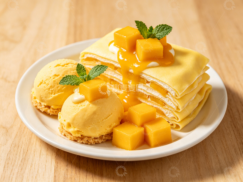 高清大图下载【趣麦麦图】芒果千层蛋糕甜品美食摄影
