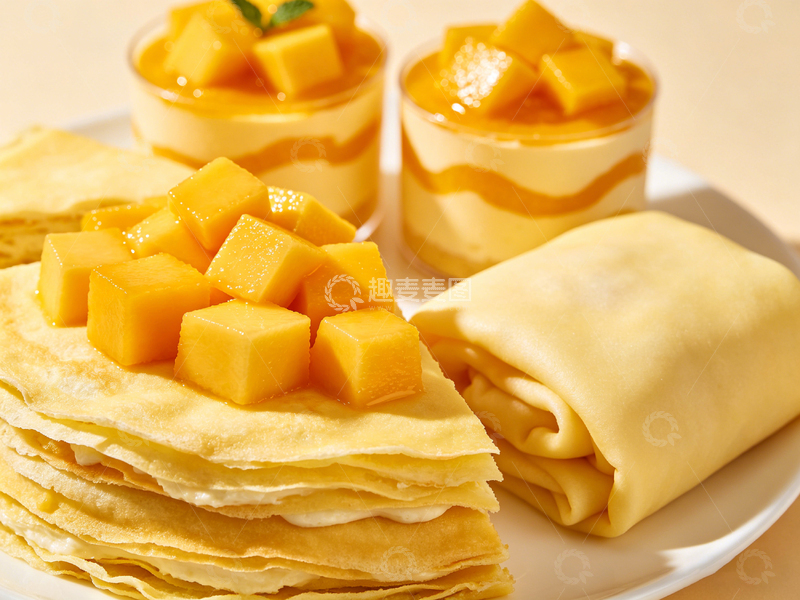 高清大图下载【趣麦麦图】芒果煎饼甜点美食摄影图片