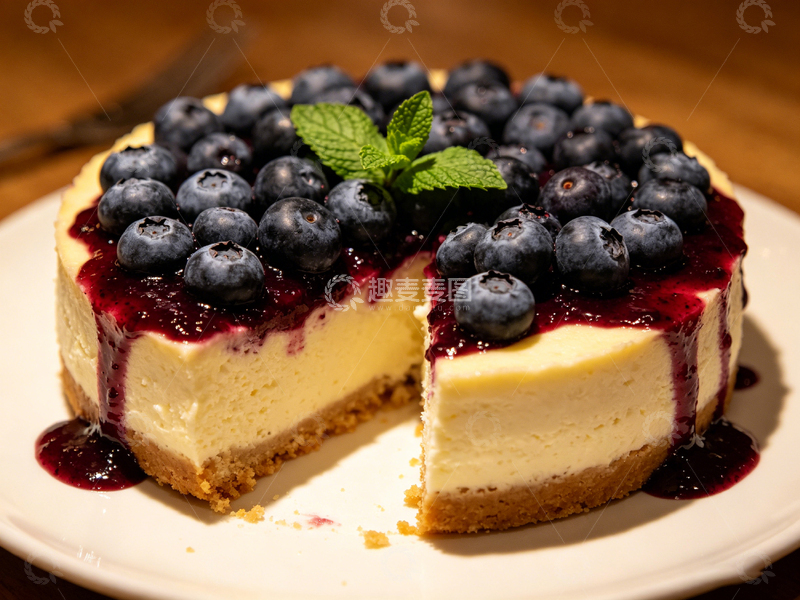 高清大图下载【趣麦麦图】蓝莓芝士蛋糕美食摄影1