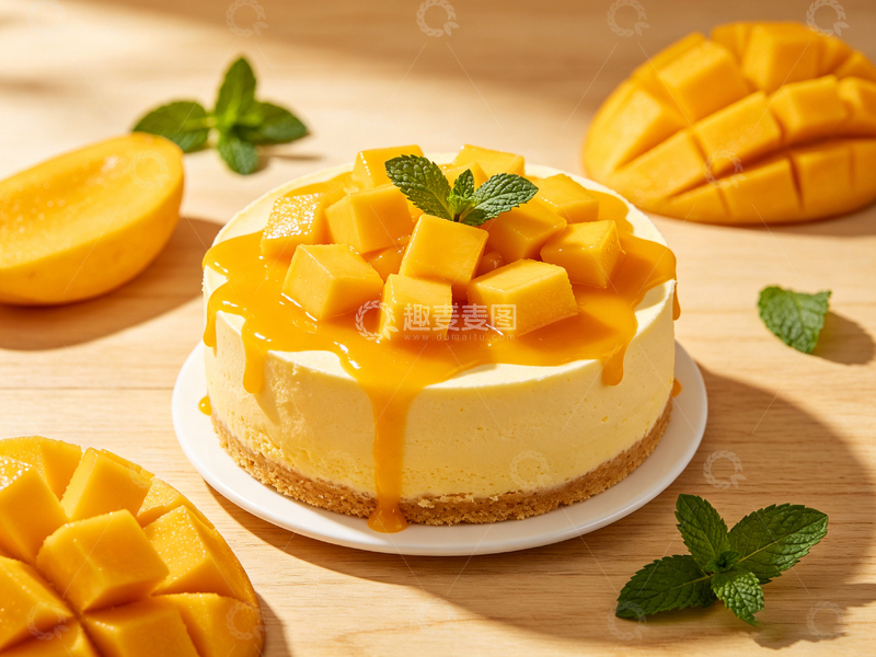 高清大图下载【趣麦麦图】芒果蛋糕美食摄影图片1