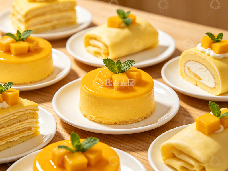 高清大图下载【趣麦麦图】芒果蛋糕卷甜品美食摄影