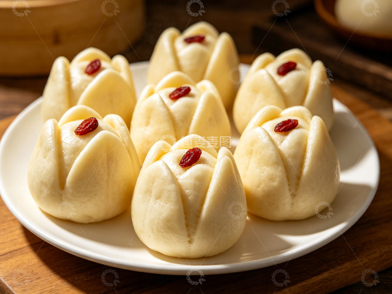 高清大图下载【趣麦麦图】中式点心花型包子