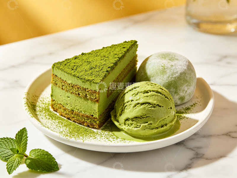 高清大图下载【趣麦麦图】抹茶甜点盘摄影
