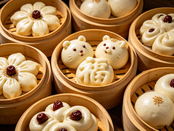 中式面点小动物造型花卉蒸笼