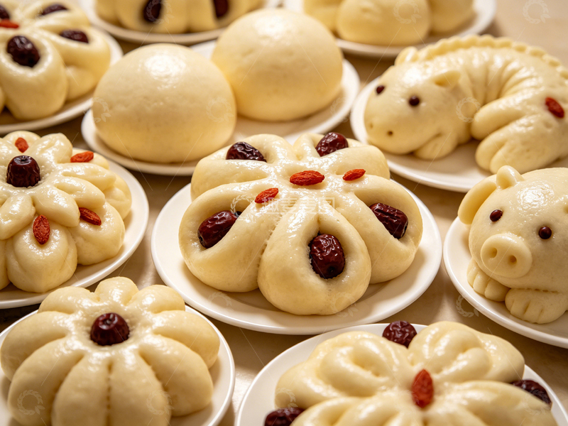 高清大图下载【趣麦麦图】中式面点红枣花馍