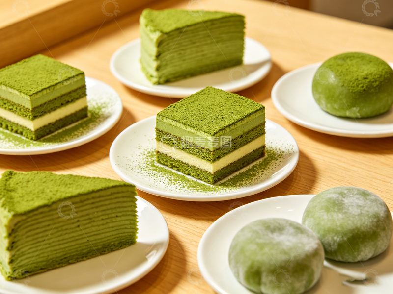 高清大图下载【趣麦麦图】抹茶糕点美食摄影图片