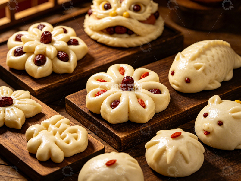 高清大图下载【趣麦麦图】中式面点花卉动物造型面食
