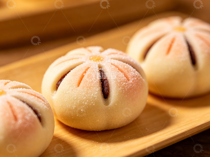 高清大图下载【趣麦麦图】木质托盘上的精致包子