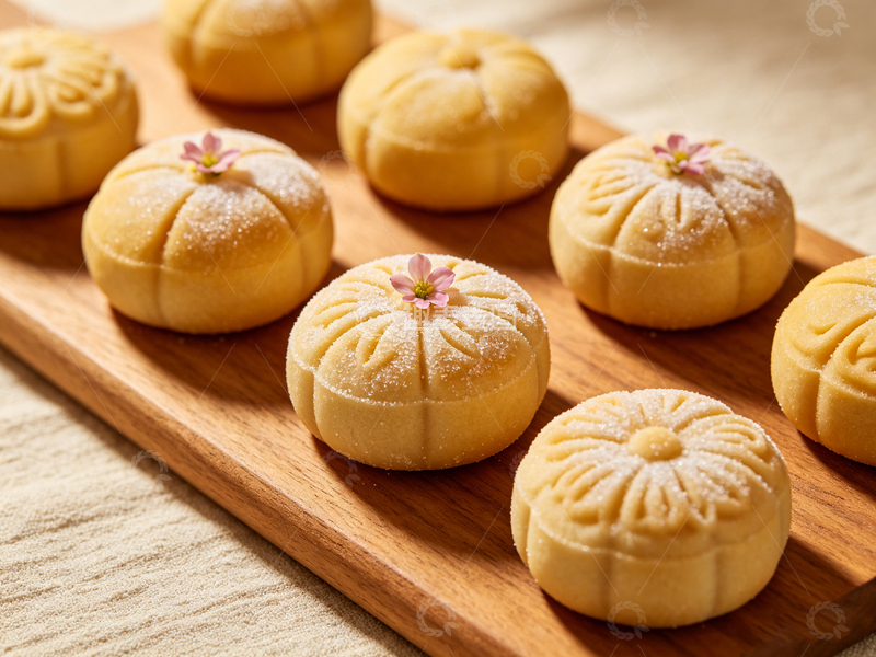 高清大图下载【趣麦麦图】金黄糕点盛开小花美食摄影