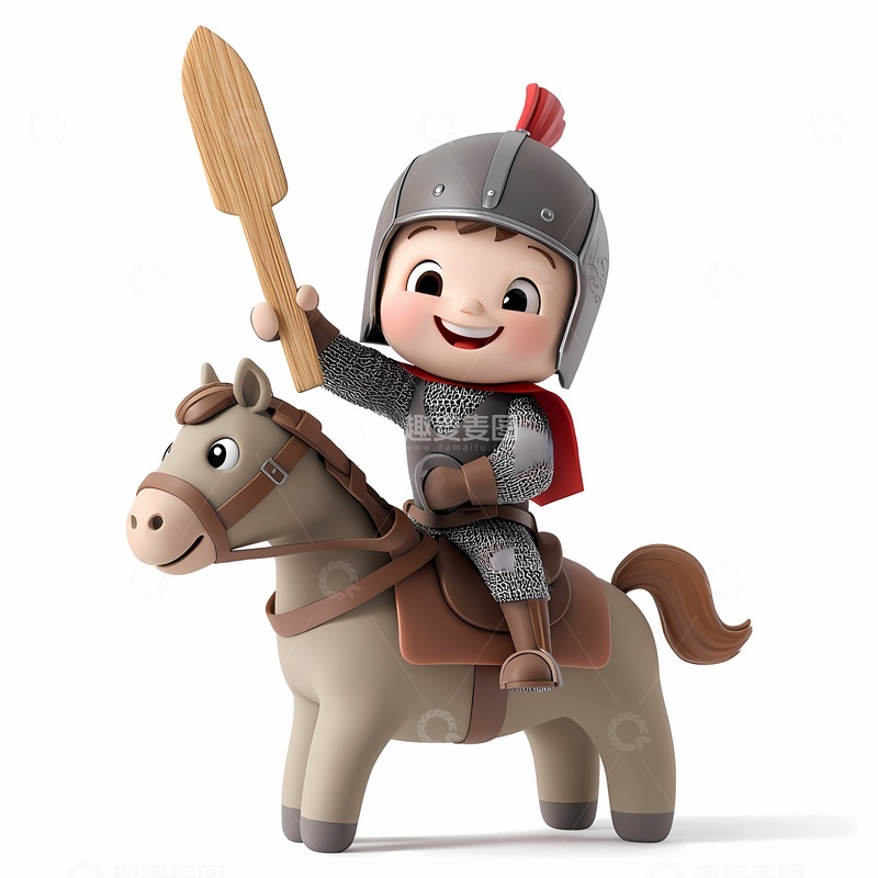 高清大图下载【趣麦麦图】卡通骑士骑马动画场景