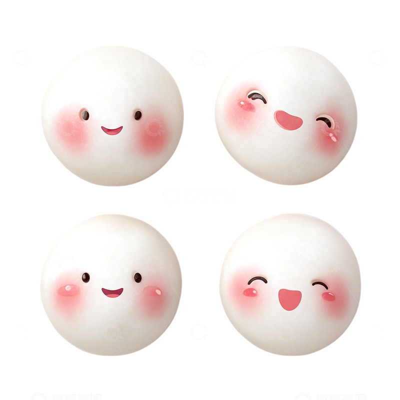 高清大图下载【趣麦麦图】可爱萌趣的笑脸白球奇遇