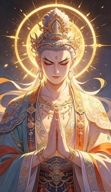 金光神圣佛像艺术插画装饰画