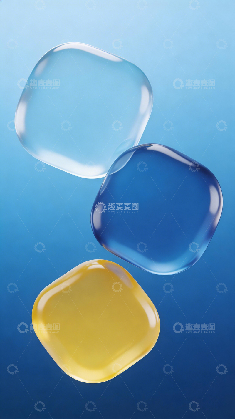 高清大图下载【趣麦麦图】玻璃质感漂浮元素设计素材