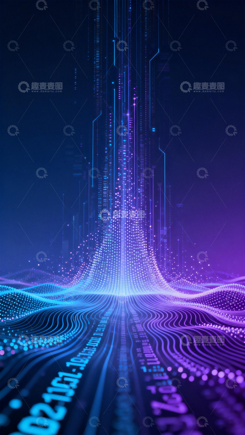高清大图下载【趣麦麦图】科技感数字隧道视觉素材