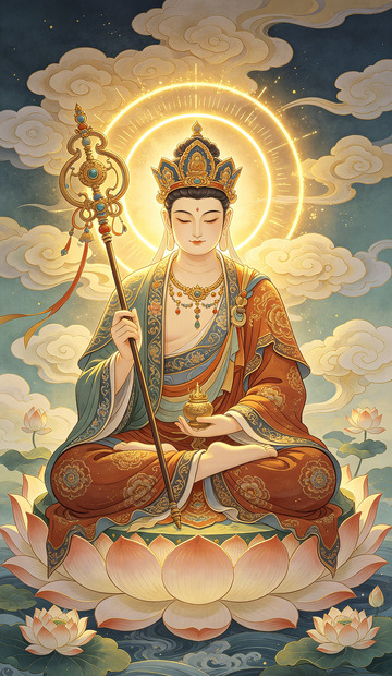 古风佛教神圣插画装饰画