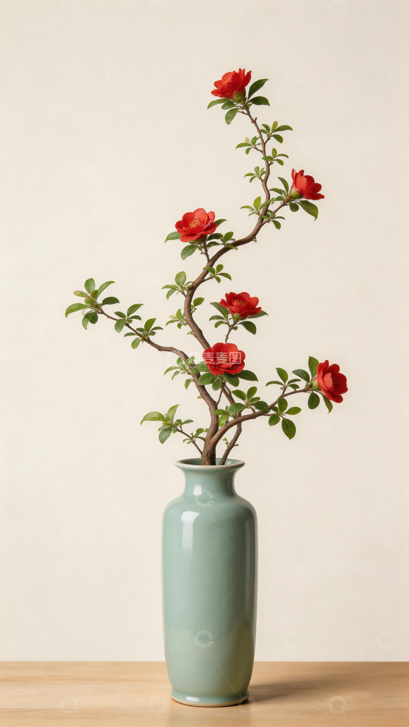 高清大图下载【趣麦麦图】中式插花艺术花瓶盆栽