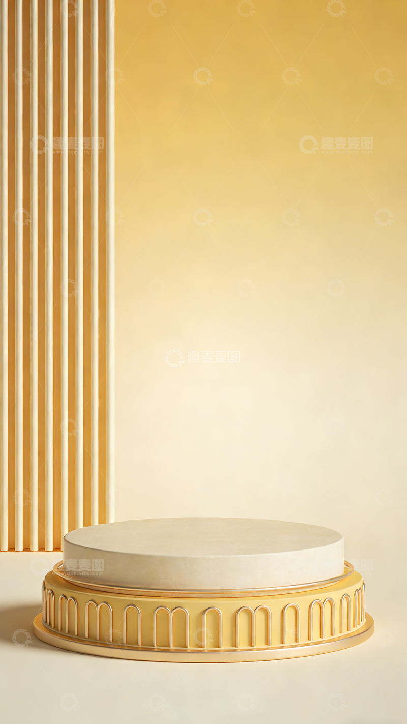 高清大图下载【趣麦麦图】简约金色展示台设计素材
