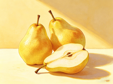 静物水彩梨子写实绘画素材