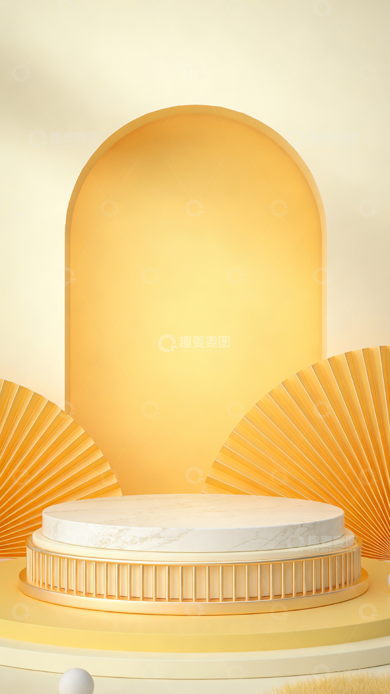 高清大图下载【趣麦麦图】黄色简约展示台设计