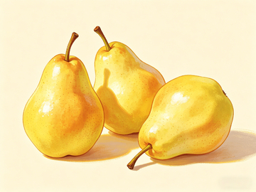 水彩黄梨静物绘画素材