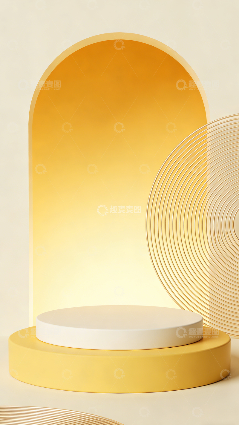 高清大图下载【趣麦麦图】简约黄色几何背景展示台设计