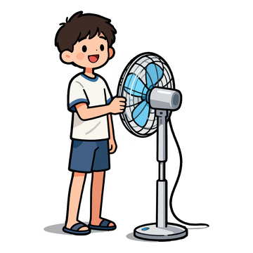 卡通男孩电风扇